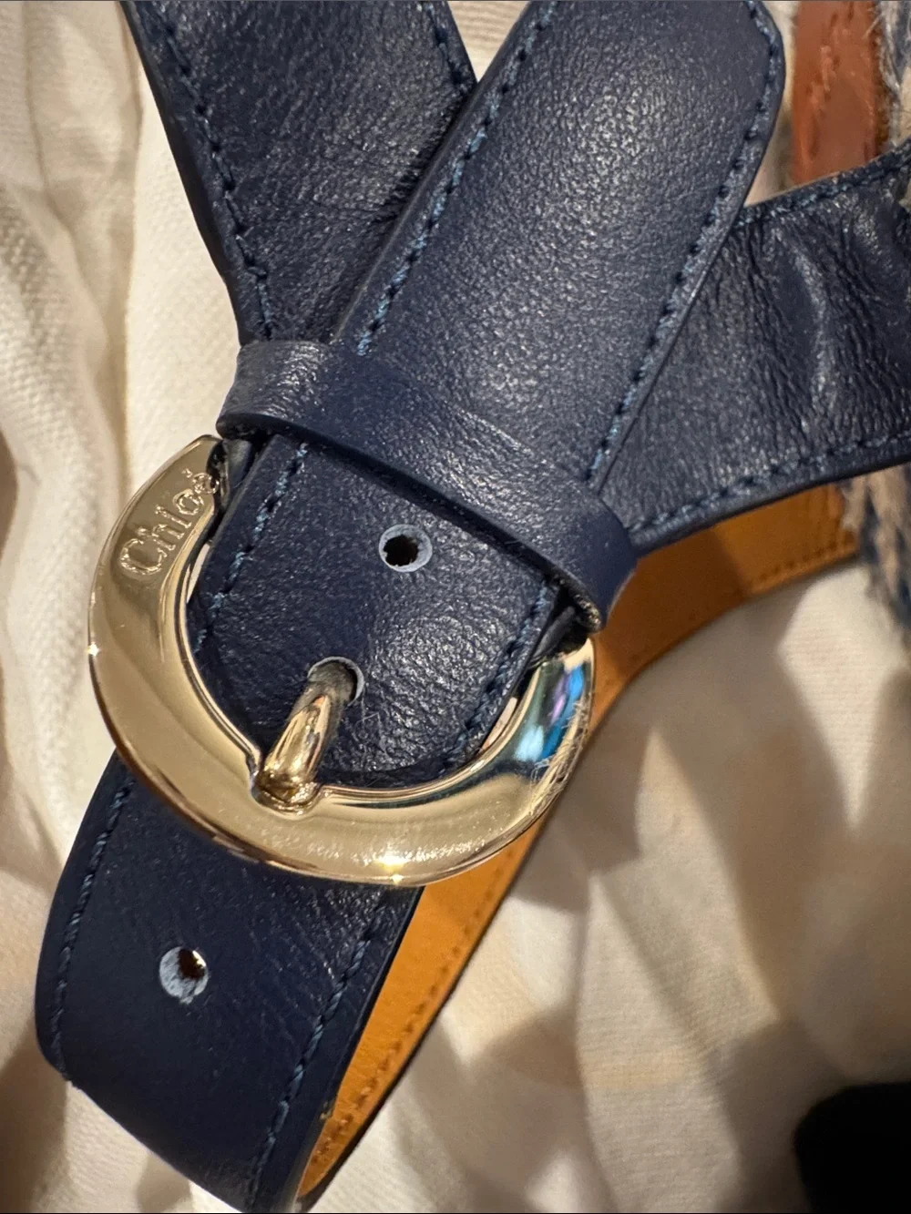 Chloé Navy Espadrille Slingback Sandals